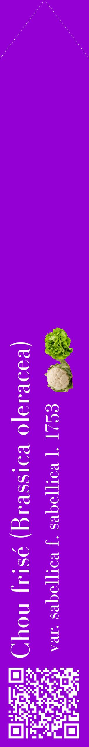 Étiquette de : Brassica oleracea var. sabellica f. sabellica l. 1753 - format c - style blanche48_simplebod avec qrcode et comestibilité simplifiée