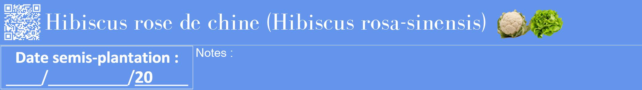 Étiquette de : Hibiscus rosa-sinensis - format a - style blanche4bod avec qrcode et comestibilité simplifiée
