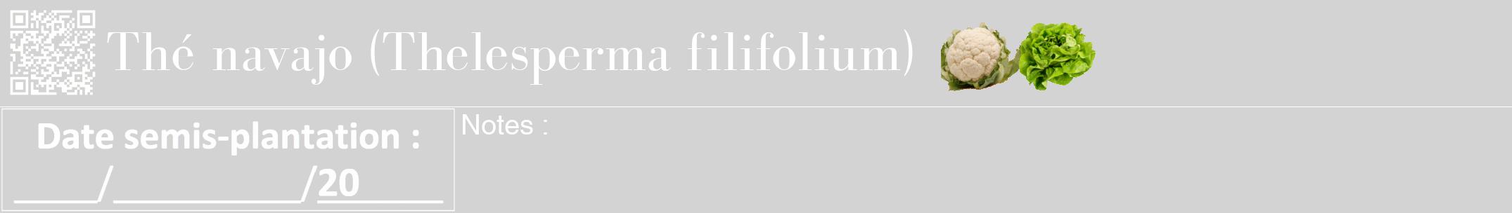 Étiquette de : Thelesperma filifolium - format a - style blanche56bod avec qrcode et comestibilité simplifiée
