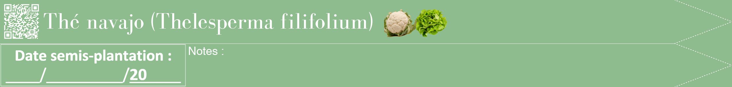 Étiquette de : Thelesperma filifolium - format b - style blanche13bod avec qrcode et comestibilité simplifiée