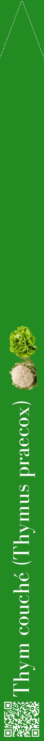 Étiquette de : Thymus praecox - format b - style blanche10bod avec qrcode et comestibilité simplifiée
