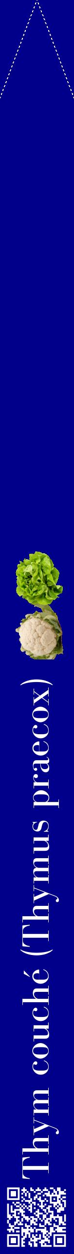 Étiquette de : Thymus praecox - format b - style blanche7bod avec qrcode et comestibilité simplifiée