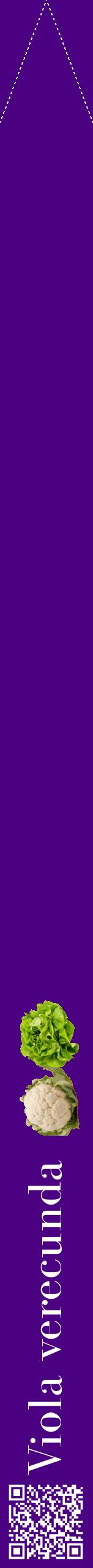 Étiquette de : Viola verecunda - format b - style blanche47bod avec qrcode et comestibilité simplifiée