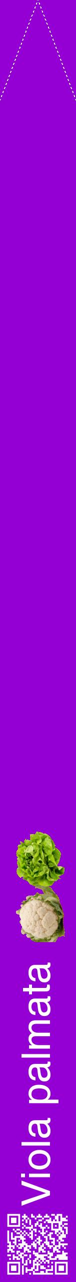 Étiquette de : Viola palmata - format b - style blanche48hel avec qrcode et comestibilité simplifiée
