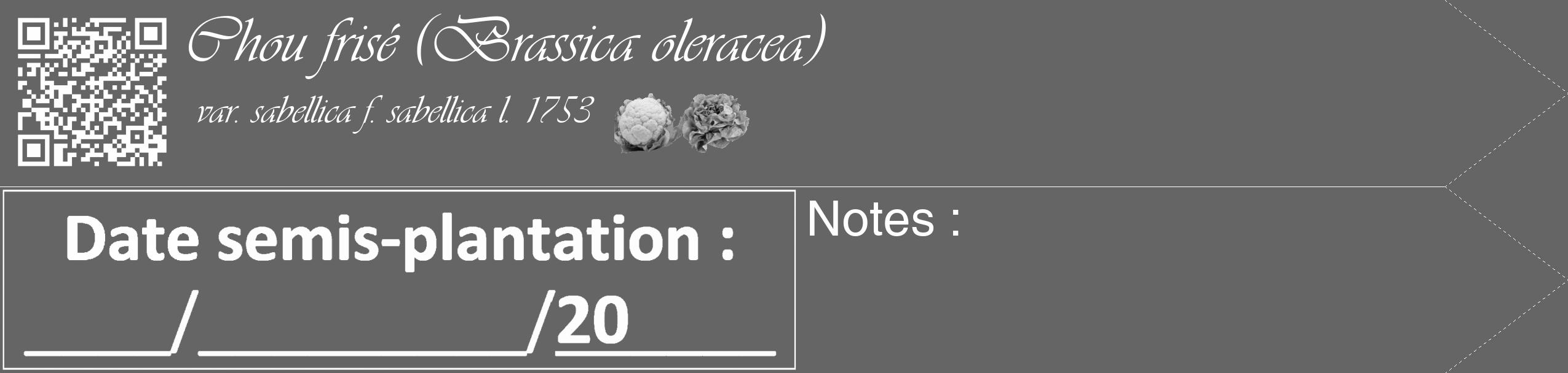 Étiquette de : Brassica oleracea var. sabellica f. sabellica l. 1753 - format c - style blanche32_simple_simpleviv avec qrcode et comestibilité simplifiée