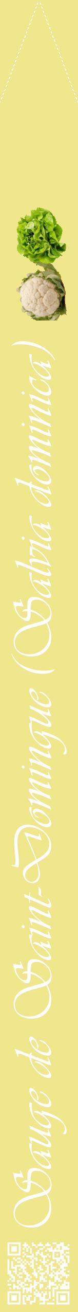 Étiquette de : Salvia dominica - format b - style blanche20viv avec qrcode et comestibilité simplifiée