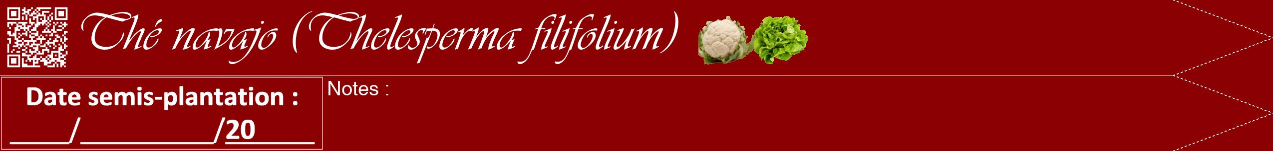 Étiquette de : Thelesperma filifolium - format b - style blanche34viv avec qrcode et comestibilité simplifiée