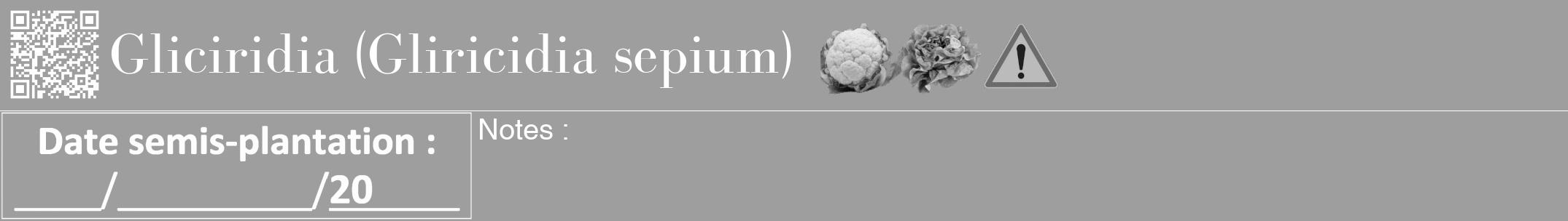 Étiquette de : Gliricidia sepium - format a - style blanche23bod avec qrcode et comestibilité simplifiée