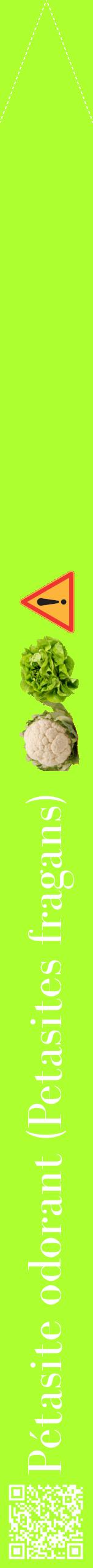 Étiquette de : Petasites fragans - format b - style blanche17bod avec qrcode et comestibilité simplifiée