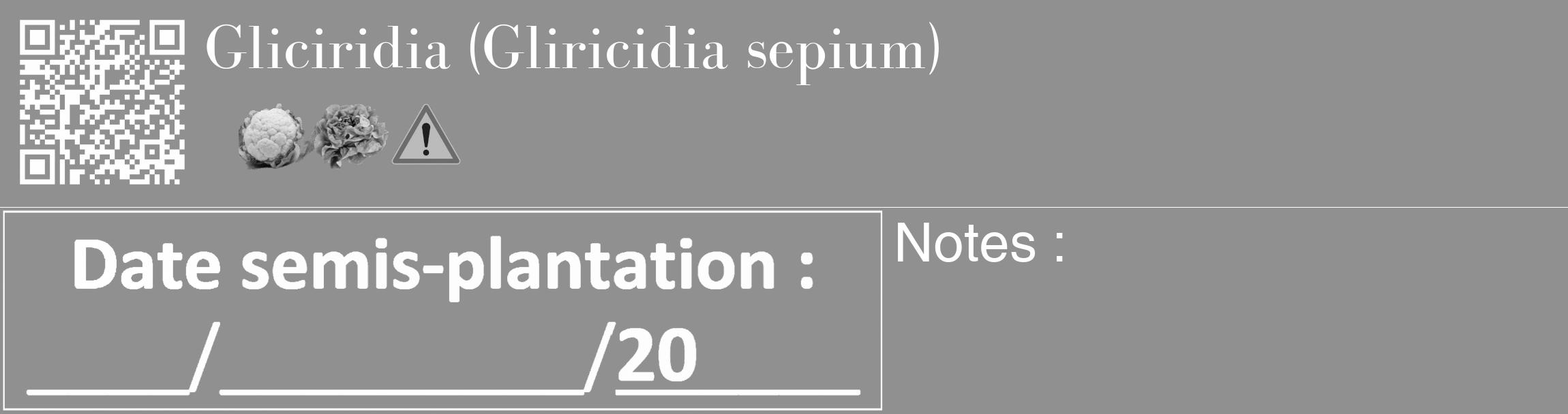 Étiquette de : Gliricidia sepium - format c - style blanche4_basique_basiquebod avec qrcode et comestibilité simplifiée