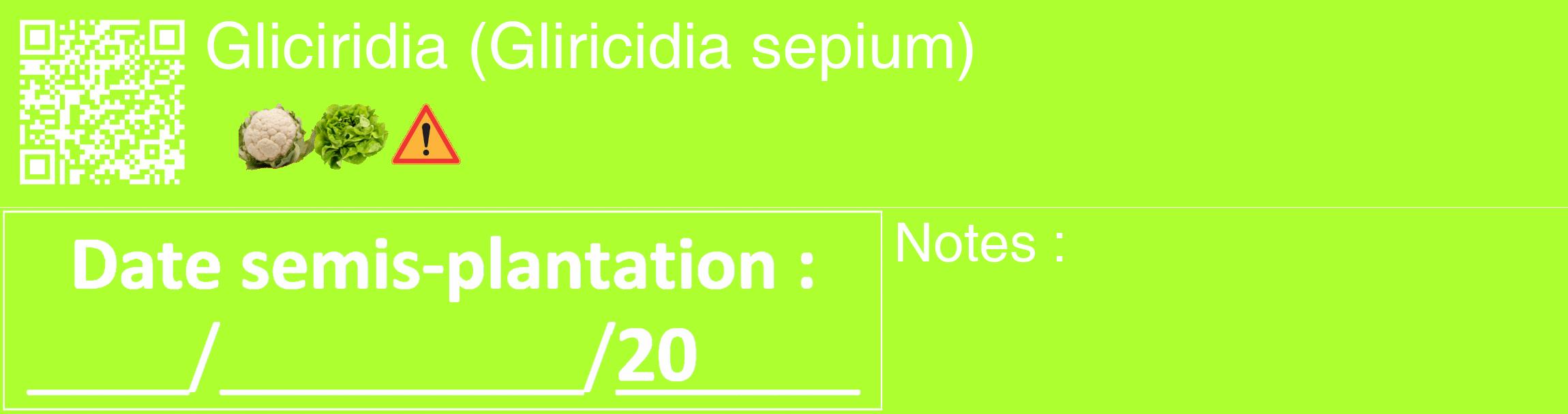 Étiquette de : Gliricidia sepium - format c - style blanche17_basique_basiquehel avec qrcode et comestibilité simplifiée