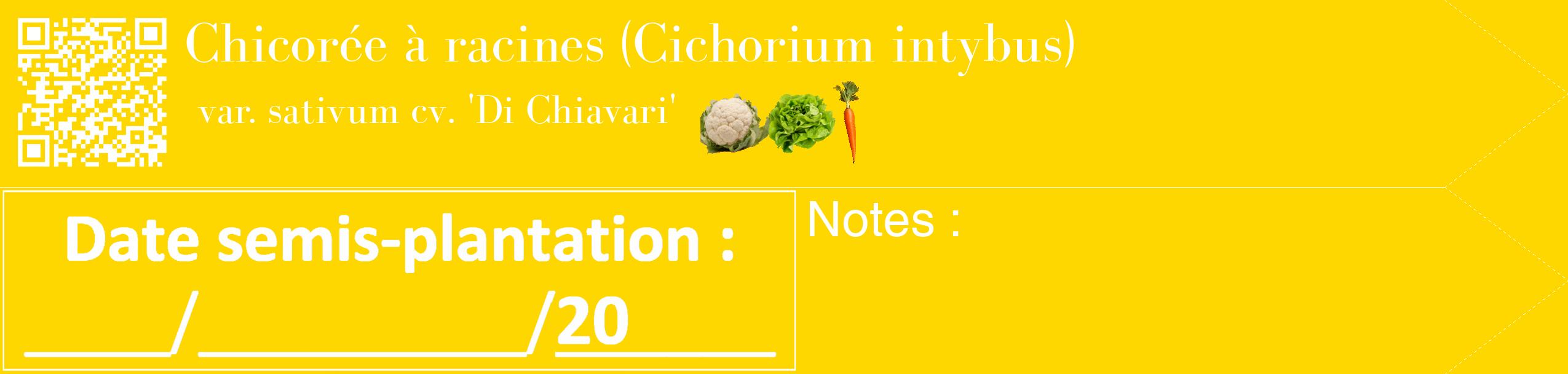 Étiquette de : Cichorium intybus var. sativum cv. 'Di Chiavari' - format c - style blanche21_simple_simplebod avec qrcode et comestibilité simplifiée
