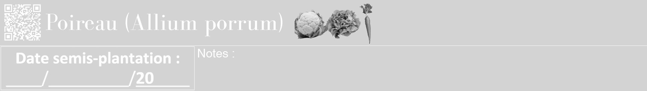 Étiquette de : Allium porrum - format a - style blanche56bod avec qrcode et comestibilité simplifiée