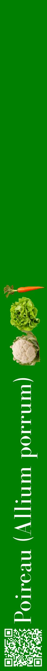 Étiquette de : Allium porrum - format a - style blanche9bod avec qrcode et comestibilité simplifiée