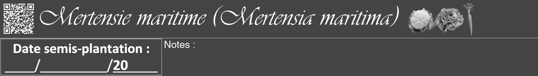 Étiquette de : Mertensia maritima - format a - style blanche48viv avec qrcode et comestibilité simplifiée