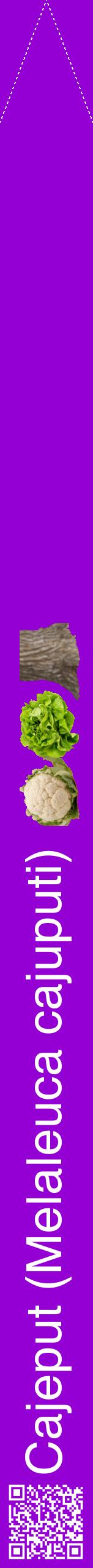 Étiquette de : Melaleuca cajuputi - format b - style blanche48hel avec qrcode et comestibilité simplifiée