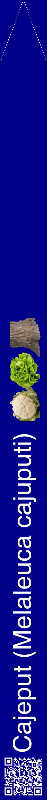 Étiquette de : Melaleuca cajuputi - format b - style blanche7hel avec qrcode et comestibilité simplifiée