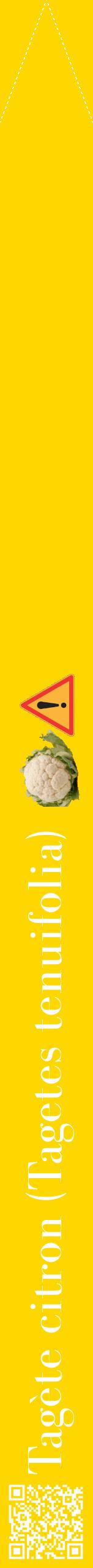 Étiquette de : Tagetes tenuifolia - format b - style blanche21bod avec qrcode et comestibilité simplifiée