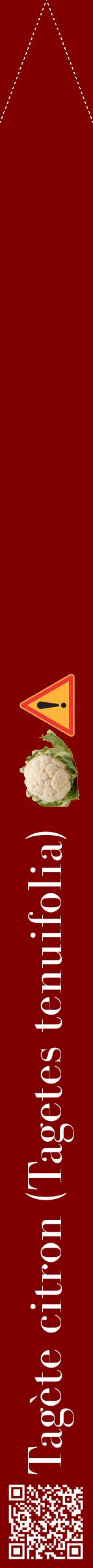 Étiquette de : Tagetes tenuifolia - format b - style blanche29bod avec qrcode et comestibilité simplifiée