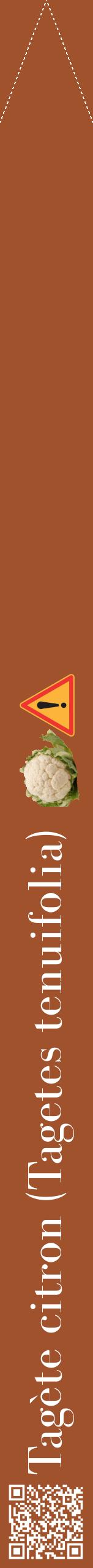 Étiquette de : Tagetes tenuifolia - format b - style blanche32bod avec qrcode et comestibilité simplifiée