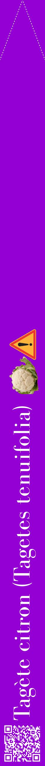 Étiquette de : Tagetes tenuifolia - format b - style blanche48bod avec qrcode et comestibilité simplifiée