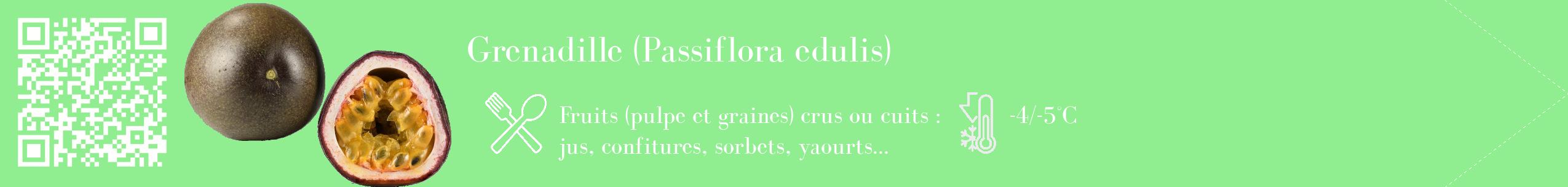 Étiquette de : Passiflora edulis - format c - style blanche15_simple_simplebod avec qrcode et comestibilité simplifiée