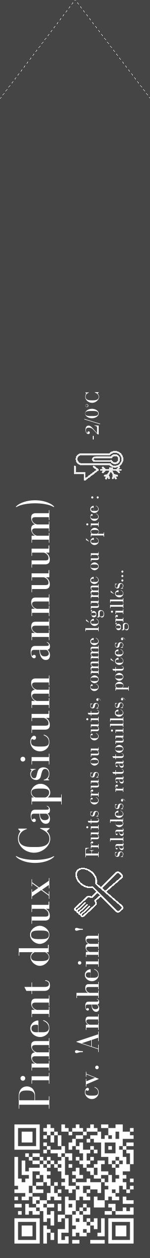 Étiquette de : Capsicum annuum cv. 'Anaheim' - format c - style blanche58simple_simple_simplebod avec qrcode et comestibilité simplifiée - position verticale