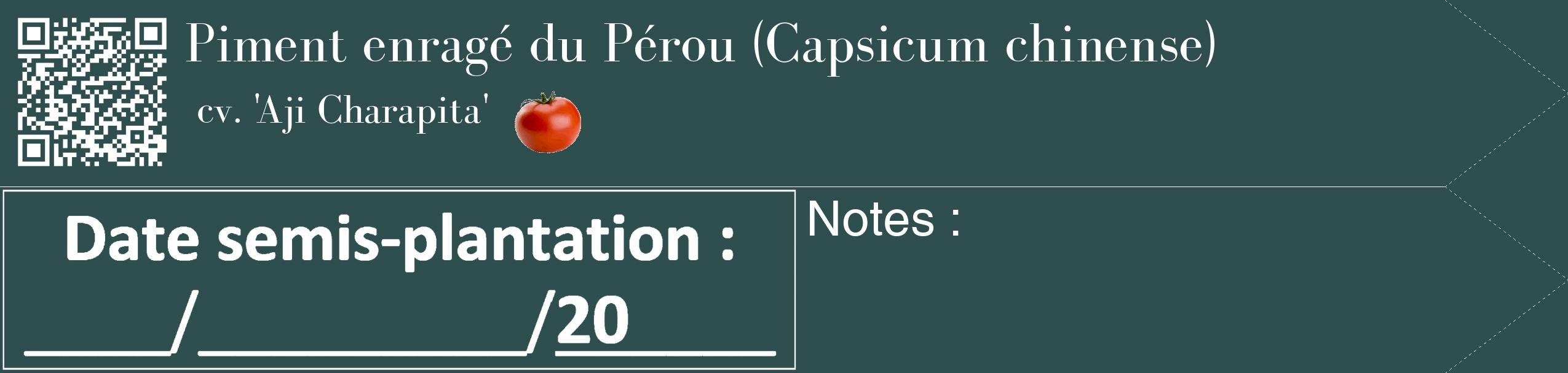 Étiquette de : Capsicum chinense cv. 'Aji Charapita' - format c - style blanche58_simple_simplebod avec qrcode et comestibilité simplifiée