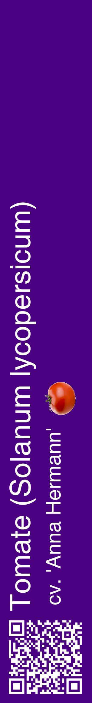 Étiquette de : Solanum lycopersicum cv. 'Anna Hermann' - format c - style blanche47_basiquehel avec qrcode et comestibilité simplifiée