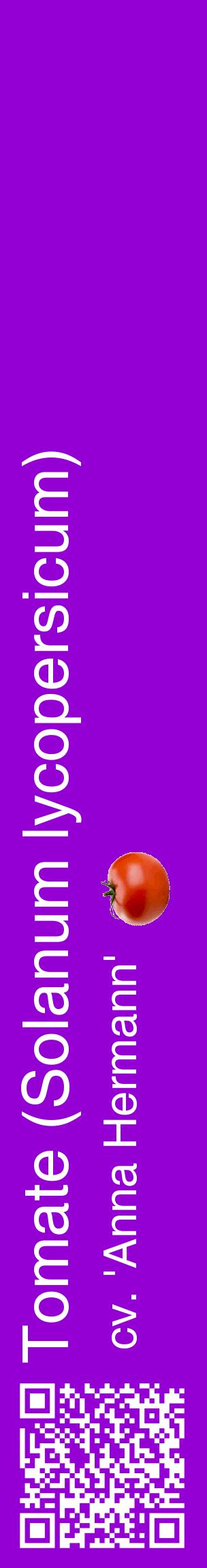 Étiquette de : Solanum lycopersicum cv. 'Anna Hermann' - format c - style blanche48_basiquehel avec qrcode et comestibilité simplifiée