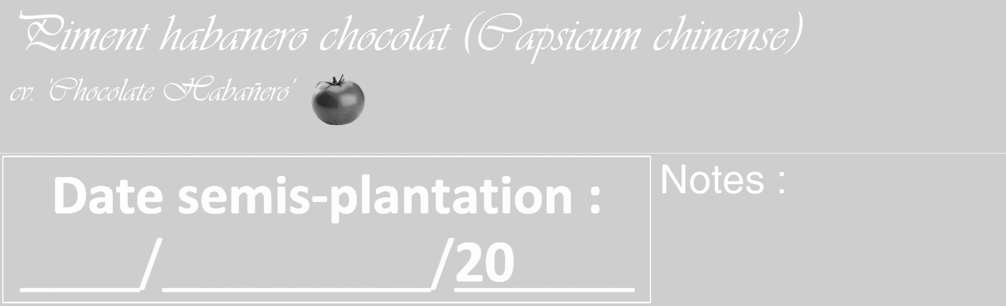 Étiquette de : Capsicum chinense cv. 'Chocolate Habañero' - format c - style blanche17basique_basique_basiqueviv avec comestibilité simplifiée