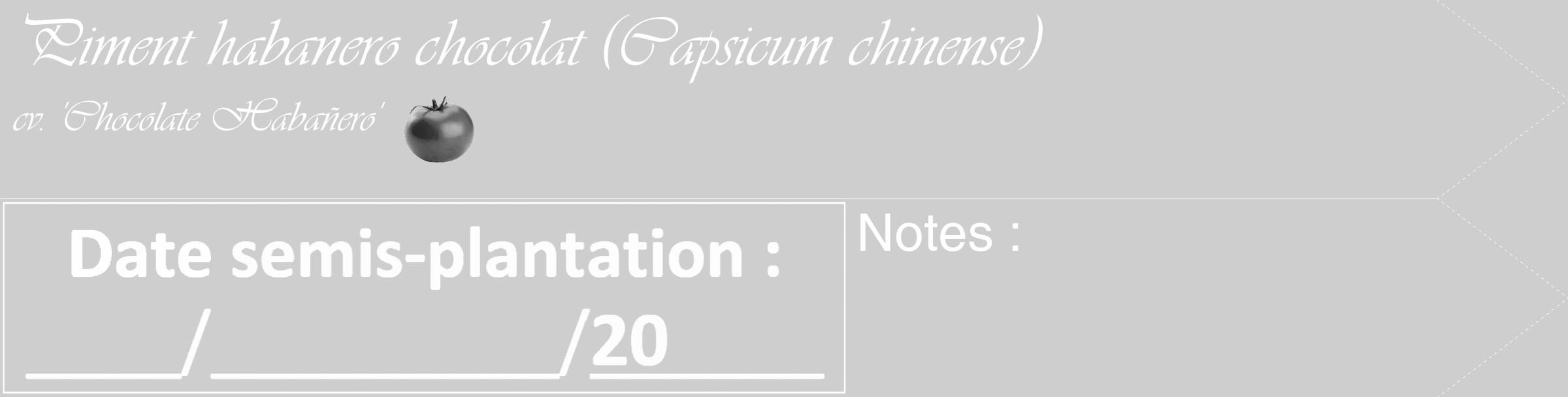 Étiquette de : Capsicum chinense cv. 'Chocolate Habañero' - format c - style blanche17simple_simple_simpleviv avec comestibilité simplifiée