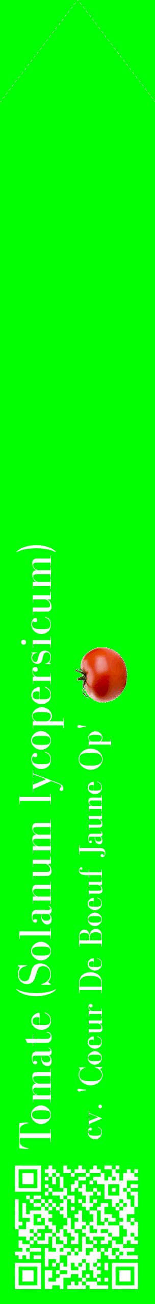 Étiquette de : Solanum lycopersicum cv. 'Coeur De Boeuf Jaune Op' - format c - style blanche16_simplebod avec qrcode et comestibilité simplifiée