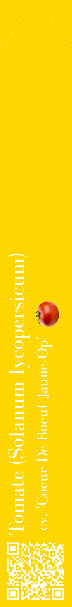 Étiquette de : Solanum lycopersicum cv. 'Coeur De Boeuf Jaune Op' - format c - style blanche21_simplebod avec qrcode et comestibilité simplifiée