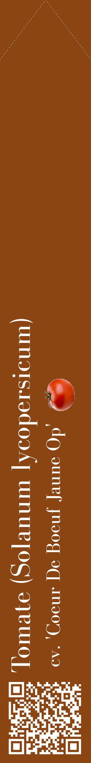 Étiquette de : Solanum lycopersicum cv. 'Coeur De Boeuf Jaune Op' - format c - style blanche30_simplebod avec qrcode et comestibilité simplifiée