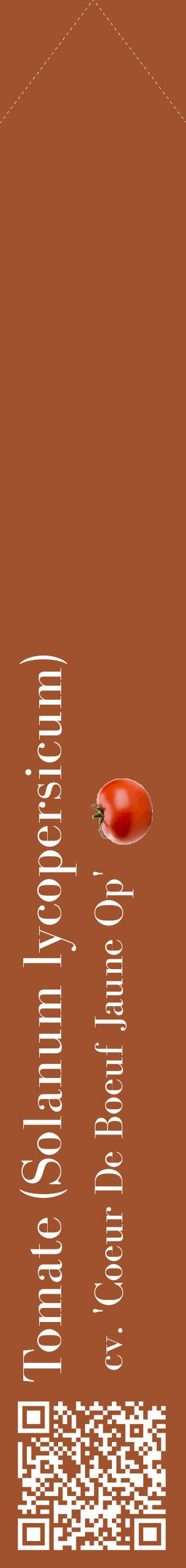 Étiquette de : Solanum lycopersicum cv. 'Coeur De Boeuf Jaune Op' - format c - style blanche32_simplebod avec qrcode et comestibilité simplifiée