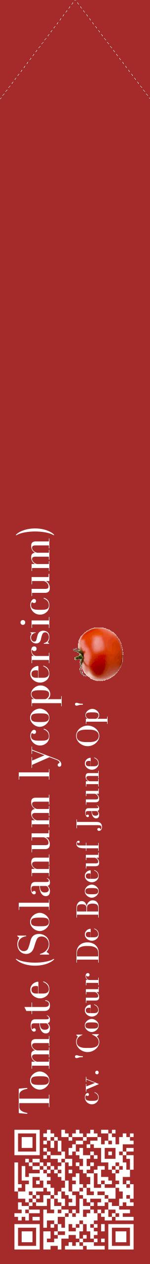 Étiquette de : Solanum lycopersicum cv. 'Coeur De Boeuf Jaune Op' - format c - style blanche33_simplebod avec qrcode et comestibilité simplifiée