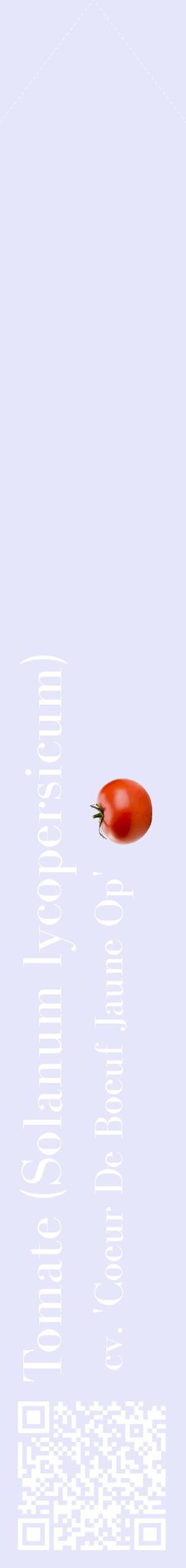 Étiquette de : Solanum lycopersicum cv. 'Coeur De Boeuf Jaune Op' - format c - style blanche55_simplebod avec qrcode et comestibilité simplifiée