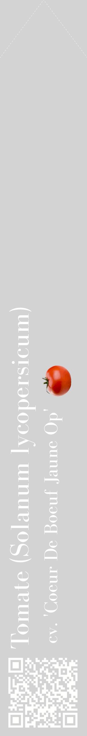 Étiquette de : Solanum lycopersicum cv. 'Coeur De Boeuf Jaune Op' - format c - style blanche56_simplebod avec qrcode et comestibilité simplifiée