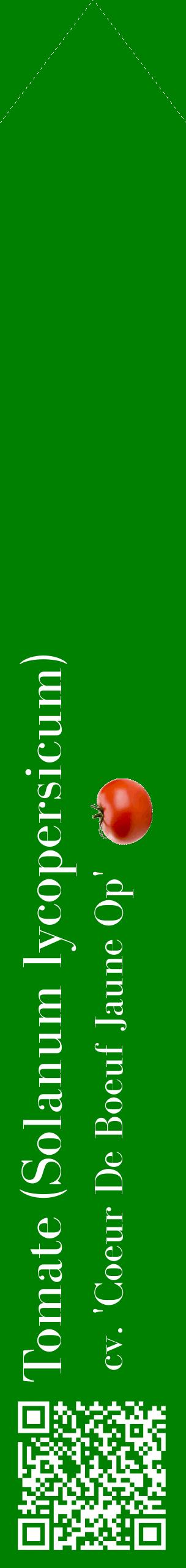 Étiquette de : Solanum lycopersicum cv. 'Coeur De Boeuf Jaune Op' - format c - style blanche9_simplebod avec qrcode et comestibilité simplifiée