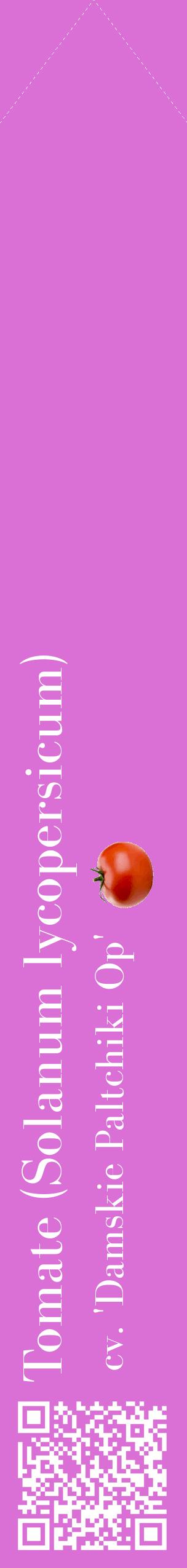 Étiquette de : Solanum lycopersicum cv. 'Damskie Paltchiki Op' - format c - style blanche52_simplebod avec qrcode et comestibilité simplifiée