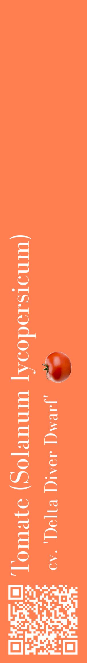Étiquette de : Solanum lycopersicum cv. 'Delta Diver Dwarf' - format c - style blanche24_basiquebod avec qrcode et comestibilité simplifiée