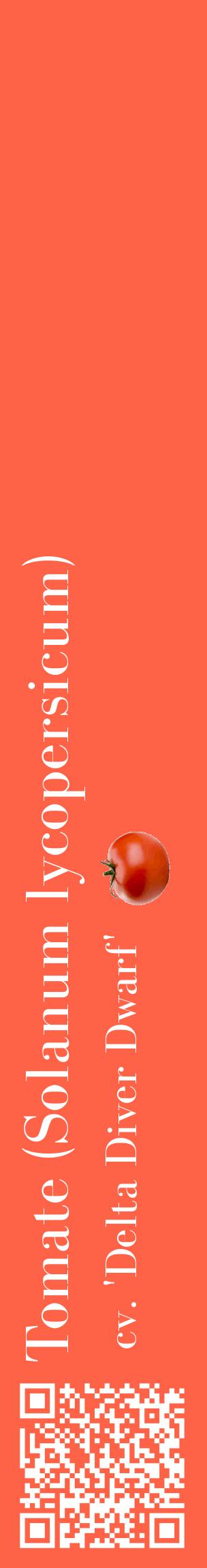 Étiquette de : Solanum lycopersicum cv. 'Delta Diver Dwarf' - format c - style blanche25_basiquebod avec qrcode et comestibilité simplifiée