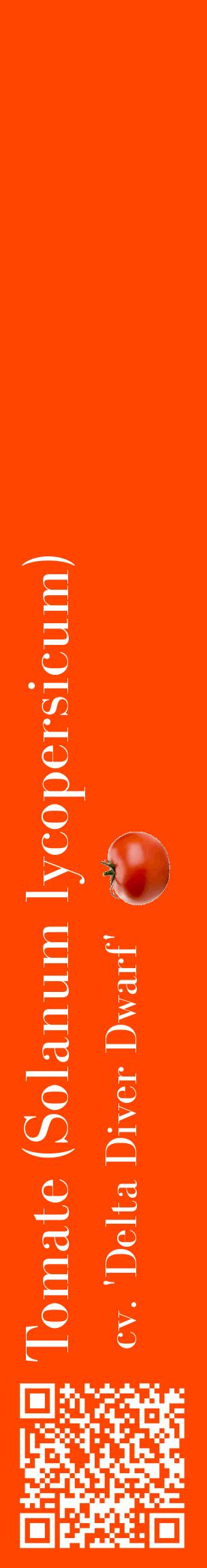 Étiquette de : Solanum lycopersicum cv. 'Delta Diver Dwarf' - format c - style blanche26_basiquebod avec qrcode et comestibilité simplifiée