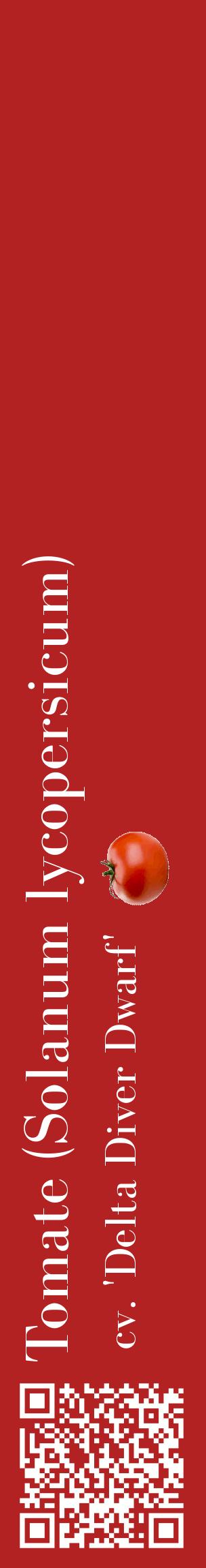 Étiquette de : Solanum lycopersicum cv. 'Delta Diver Dwarf' - format c - style blanche28_basiquebod avec qrcode et comestibilité simplifiée