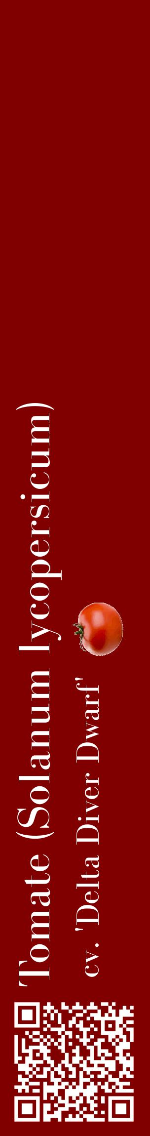 Étiquette de : Solanum lycopersicum cv. 'Delta Diver Dwarf' - format c - style blanche29_basiquebod avec qrcode et comestibilité simplifiée