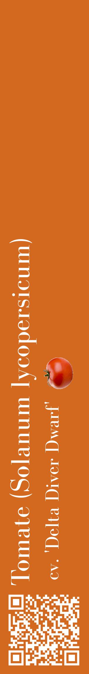 Étiquette de : Solanum lycopersicum cv. 'Delta Diver Dwarf' - format c - style blanche31_basiquebod avec qrcode et comestibilité simplifiée