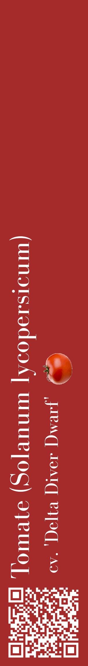 Étiquette de : Solanum lycopersicum cv. 'Delta Diver Dwarf' - format c - style blanche33_basiquebod avec qrcode et comestibilité simplifiée