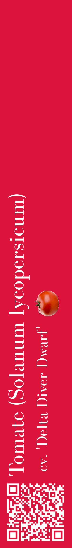 Étiquette de : Solanum lycopersicum cv. 'Delta Diver Dwarf' - format c - style blanche36_basiquebod avec qrcode et comestibilité simplifiée
