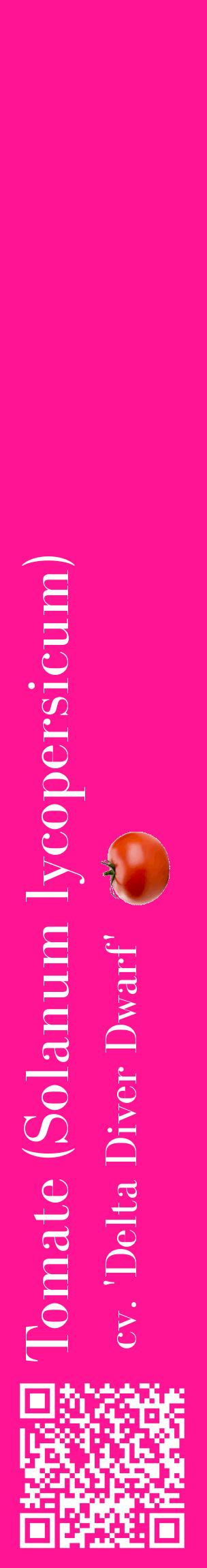 Étiquette de : Solanum lycopersicum cv. 'Delta Diver Dwarf' - format c - style blanche43_basiquebod avec qrcode et comestibilité simplifiée